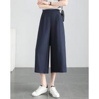Demana Sea Salt Mint Relaxed Wide-Leg Cropped Pants S tamsiai mėlyna