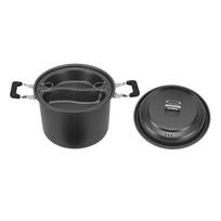6L Camping Soup Pot 4-7 People Non Stick Dual Flavor Outdoor Cooking Pot Cookware for Picnic Hiking Gray gray