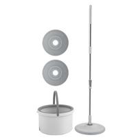 Self Wash Spin Mop and Bucket Set with Wringer Adjustable Dirty Clean Water Separation Microfiber Floor Cleaning gray