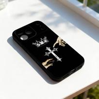 Orthodox Christian Cross Phone Case For iPhone 11,12,13,14,15,16,17,Pro,Max,Plus,E,SE4,Air,Mini Black Soft Cover iPhone12mini blue
