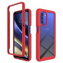 2 in 1 Hybrid Rugged Armor Shockproof Case For Motorola Moto G51 G71 5G G31 G41 TPU Frame Hard Plastic Clear Acrylic Back Cover For Moto G41 raudona