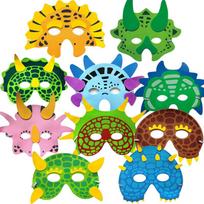 10Pcs Eva Foam Dinosaur Mask For Kids Boys Girls Birthday Party Supplies Novelty Funny Masquerade Halloween Costume Props OneSize yellow