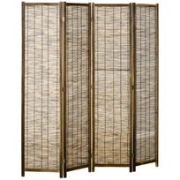 Medinis sulankstomas kambario pertvara 4 panelės 160 x 170 cm - natūrali 160 x 1.8 x 170 cm