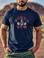 Gorilla World Gym Unisexs Cotton TShirt Navy Fitness Muscle Athletic Casual Style M