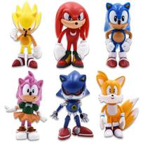 AjieQaQ Ežiukas Sonic figūrėlių rinkinys, 6 vnt. daugiaspalvis anime personažų modelis, 7 cm kolekcinė ekspozicija