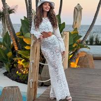 Updated Sexy Hollow Slim Long-sleeved Short Tops At Seaside Vacation Top Dress S