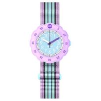 SWATCH Flik Flak Quartz Movement Kids' Watch 34.75mm Blue Dial Plastic Watch Case Fabric Strap ZFPSP071 Blue Dial white