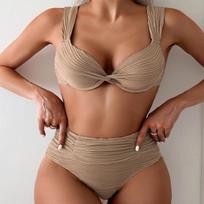 Solid Color Swimsuit Women's High-end Sexy Bikini Beach Hot S