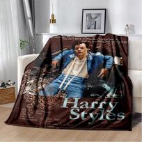 2025 Naujo stiliaus H-Harry Styles Dainininkas Žvaigždė Minkštas flanelinis pledas lovoms Miegamajam Sofai Iškylai, Mesti pledas poilsiui, Snauskei, Dovana 75x90cm gray