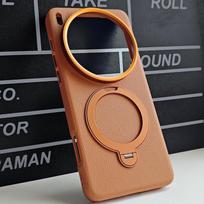 For VIVO X200 Ultra Case Luxury PU Leather With Ring Stand Magnetic Protective Back Cover Case For VIVO X200S X200Ultra Shell For VIVO X200 Ultra oranžinė