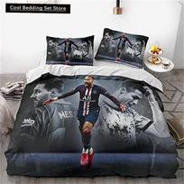 La Liga Neymar,Messi,Cristiano Ronaldo 3-Piece Bedding Set With Cartoon-Themed Duvet Cover,Breathable Microfiber Material EU single(135x200cm) gray