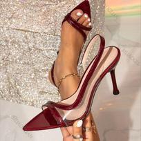 Sexy Slingback Sandals Women 2026 Summer Fashion Cozy Open Toe Slip On Back Strap Shoes Red High Heels Sandalias Footwear 36
