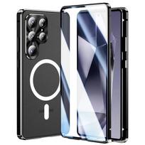 For Samsung Galaxy S26 Ultra 5G HD Full Cover Magsafe Magnetic Metal Tempered Glass Phone Case For Samsung Galaxy S26 Ultra 5G sidabras