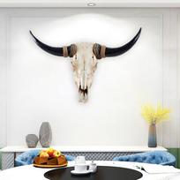 Retro Imituotos Jaučio Galvos Sienos Pakabinami Gyvūnų Galvų Dirbtiniai Ilgaragūniai Karvės Kaukolės Sienos Skulptūros Svetainei Restoranui white