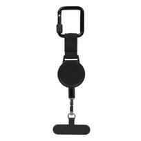 Retractable Keychain with Carabiner Clip, Portable Thick Woven Strap for Outdoor Use One Size black