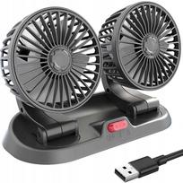 Automobilinis ventiliatorius, 360° pasukamas, tylus, 12V, dvigubas