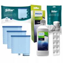 Filtrų rinkinys Saeco Philips kavos aparatui, plovimo tabletės, Philips nukalkintojas 250 ml