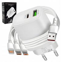 Greitas telefono įkroviklis 20W 3000mA USB ir USB-C su 3in1 laidu iPhone