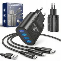 Telefonų įkroviklis 4x USB ir 3in1 laidas