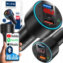 FM siųstuvas su Bluetooth, USB, Type-C, QC 3.0, PD 30W, BASS, LED, MP3, įkroviklis