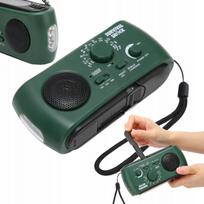 Radijo imtuvas su saulės baterija, dinamine rankena, FM/AM, žibintuvėlis, powerbank