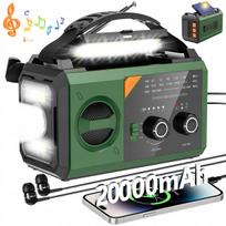 Radijo imtuvas su Bluetooth 5.3, saulės baterija, rankena ir 20000mAh talpa