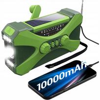 Radijas su saulės baterija, AM/FM, SOS, 10000mAh Powerbank