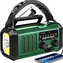 Radijo imtuvas su 10000mAh akumuliatoriumi, saulės baterija, AM/FM, SOS, USB įkrovikliu ir kompasu
