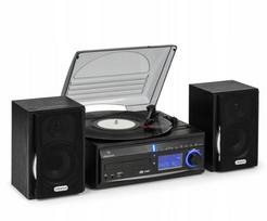 Muzikos bokštas su patefonu, CD, MP3 įrašymu, USB, SD, AUX, FM radiju ir garsiakalbiais