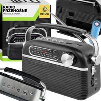 Virtuvinis retro radijas FM/AM, nešiojamas, veikia su baterijomis, Bluetooth kolonėlė