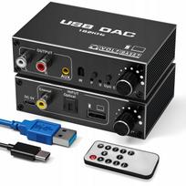 USB garso keitiklis DAC TOSLINK COAXIAL CINCH AUX išorinė garso plokštė