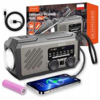 Nešiojamas mini radijas su saulės įkrovimu ir „crank“ baterija, avarinis powerbank