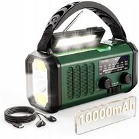 Nešiojama FM/AM saulės radija su rankena, 10000mAh powerbank ir žibintuvėliu