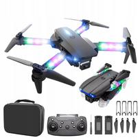 Dronas E99D su dviguba 4K kamera, WiFi FPV, LED apšvietimu ir 2 baterijomis