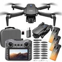 Dronas WINANQE E88 GT su LCD ekranu, 5' bešepetiniai varikliai, 3 baterijos