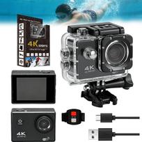 Sportinė 4K UHD WiFi veiksmo kamera, atspari vandeniui, juoda, 30 m, su priedais