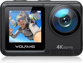 Veiksmo kamera WOLFANG GA420 4K 60FPS 20MP EIS 40M dviem ekranais ir mikrofonu