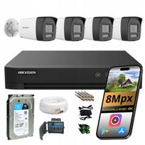 Stebėjimo rinkinys 4 kameros Hikvision AI 4K 8Mpx spalvotas naktinis vaizdas su 1TB disku