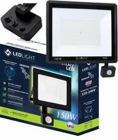 LED prožektorius 150W su judesio ir sutemų jutikliu IP66 baltas šaltas