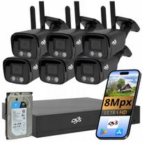 Lauko stebėjimo kamera 6x juoda WiFi 4K UltraHD 8Mpx komplektas