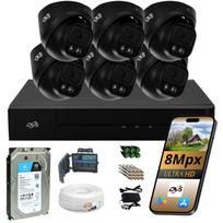 Namų stebėjimo analoginių kamerų rinkinys 6 vnt. 8Mpx 4K DVS LED/IR 1TB AHD/TVI