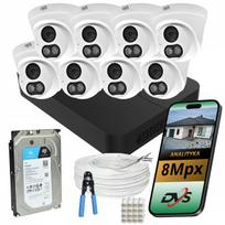Kupolinių namų stebėjimo kamerų rinkinys 8 vnt. 4K 8Mpx DVS IP PoE 1TB Audio LED