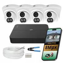Stebėjimo kameros 4 kupolinės IP PoE 8Mpx 4K su garso aptikimu DVS