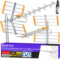 Kombinuota kryptinė antena DVB-T2 LTE 120 km 4K Ultra HD terrestinei TV