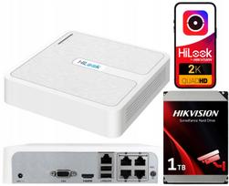 Tinklo vaizdo įrašymo įrenginys NVR-4CH-H/4P 4x PoE iki 6Mpx su 1TB HDD HILOOK HIKVISION