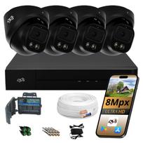 Lauko stebėjimo rinkinys 4 dome kameros juodos 8MPX Dual LED + IR