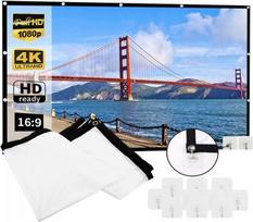 Dvipusis nešiojamas HD projekcinis ekranas 100" 221x125cm