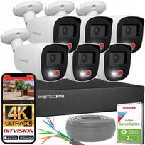 Stebėjimo komplektas, 6 kameros, 8Mpx, 4K, išorinės IP, internetinė peržiūra, 2TB diskas
