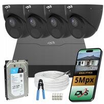 Stebėjimo IP kamerų rinkinys 5Mpx POE metalinis juodas SMART DVS