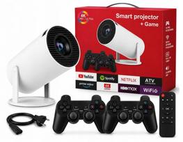 Konsolinis LED projektorius 4K, WiFi, Android, Bluetooth, su retro žaidimais